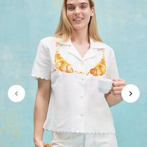 NWT Tombolo Seersucker shirt Croissant bikini print  xx $158